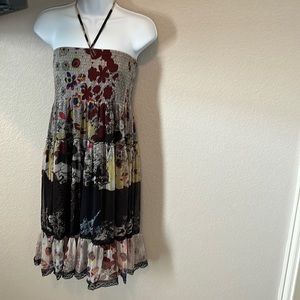 Smocked strapless beach dress swim coverup